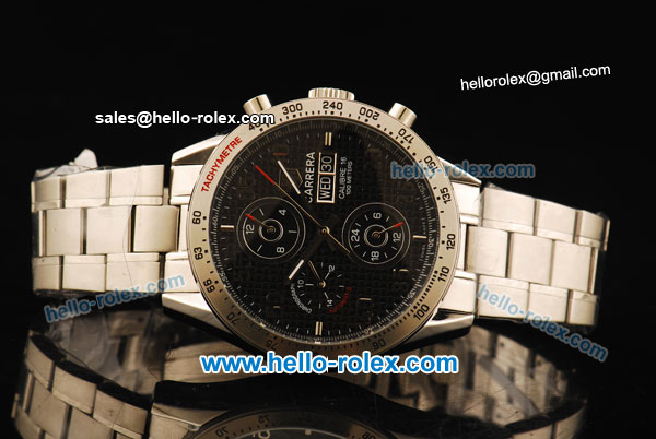Tag Heuer Carrera Calibre 16 Automatic Movement Full Steel with Black Dial and Arabic Numerals - Click Image to Close